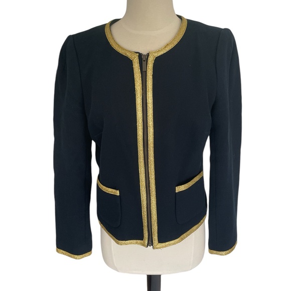 Banana Republic Navy Tweed Gold Rimmed Jacket - Picture 4 of 6